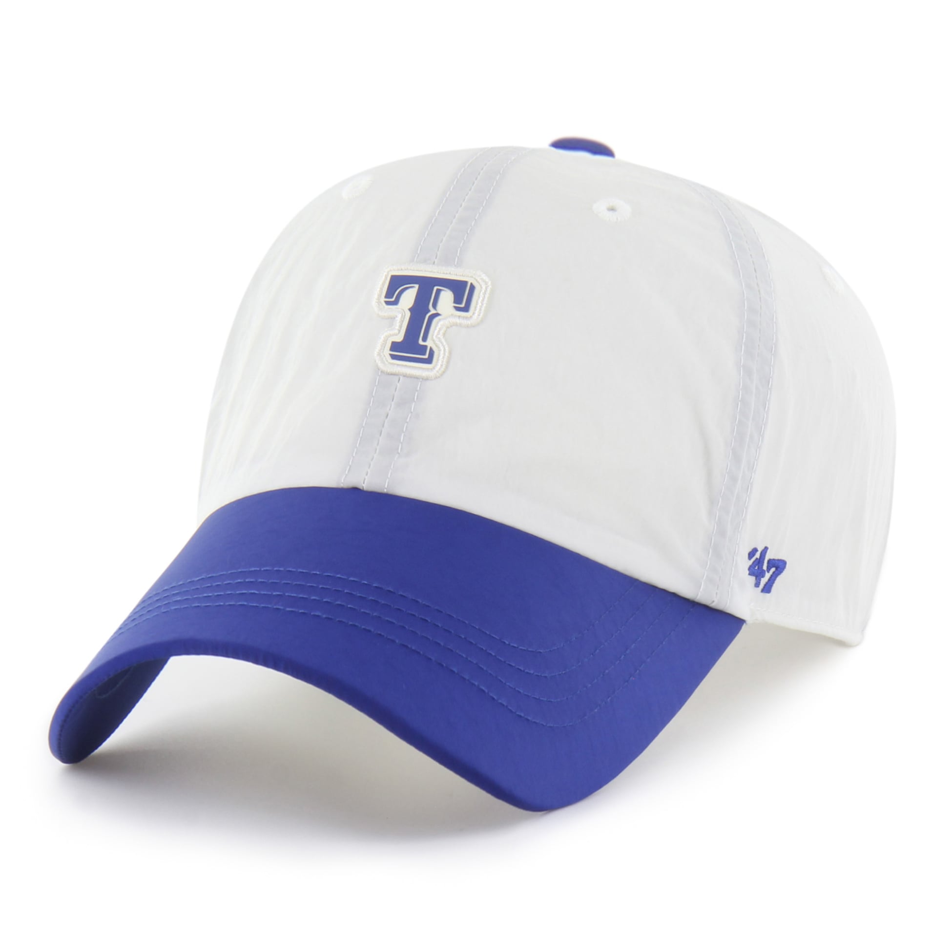 Casquette unisexe ajustable '47 blanche/bleu roi Texas Rangers Modernia Clean Up