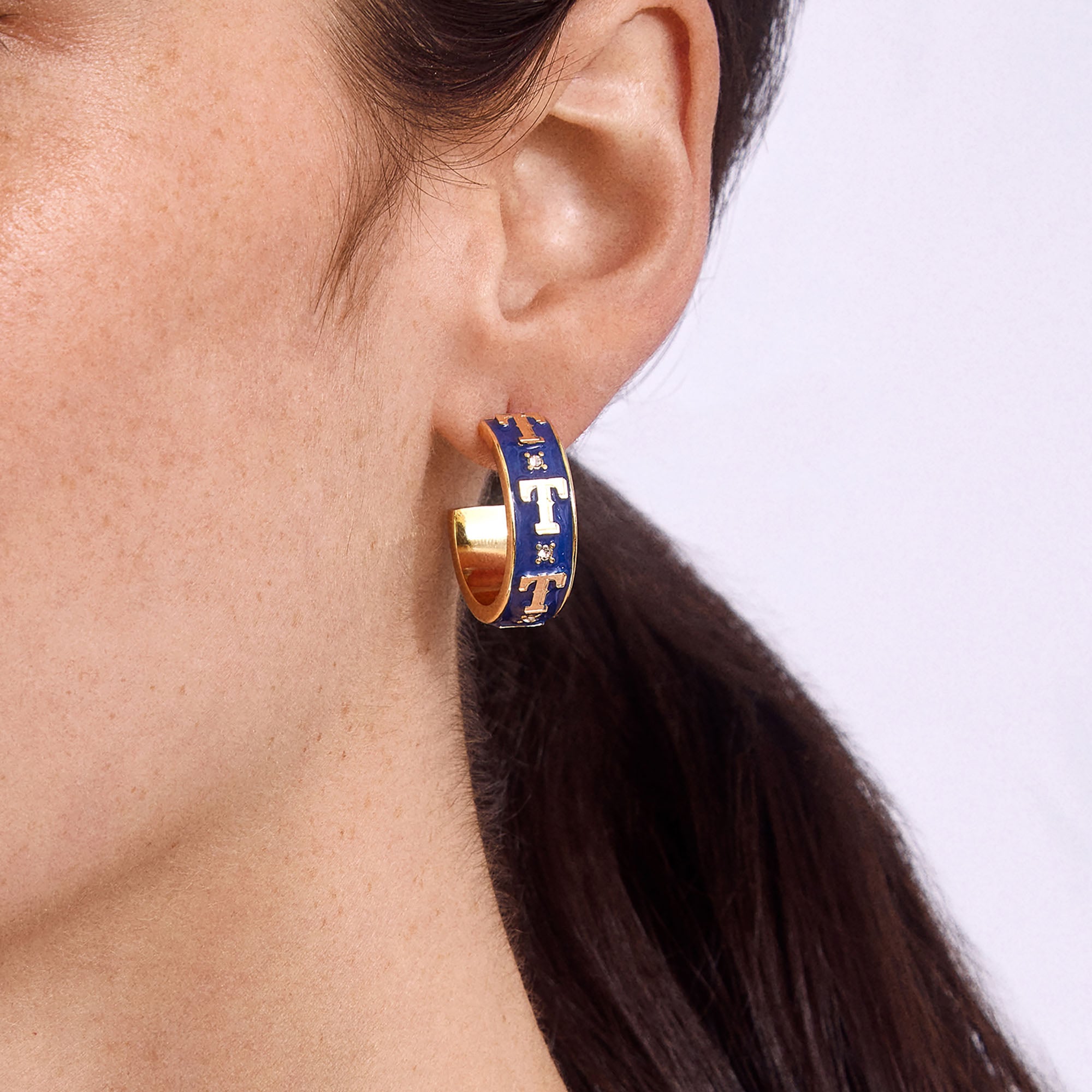 WEAR By Erin Andrews x BaubleBar Texas Rangers Enamel Hoop Earrings