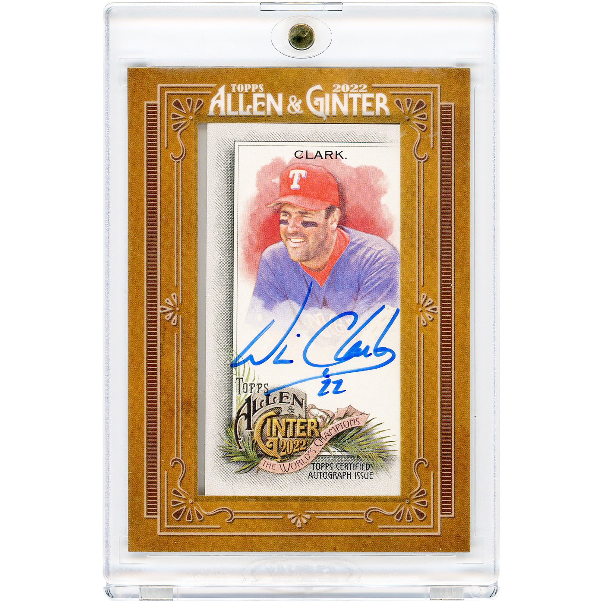 Carte Topps Allen & Ginter Mini 2022 #MA-WCL autographiée par Will Clark, Texas Rangers