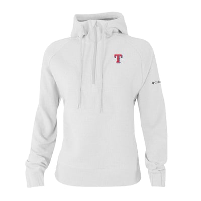 Texas Rangers Columbia Women's  Swingcraft Tri-Blend Half-Zip Hoodie - White