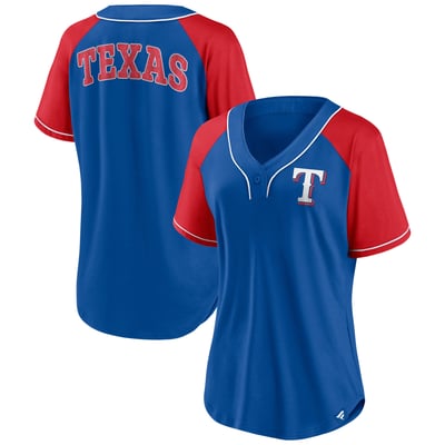 Texas Rangers Fanatics Women's Ultimate Style Raglan V-Neck T-Shirt - Royal
