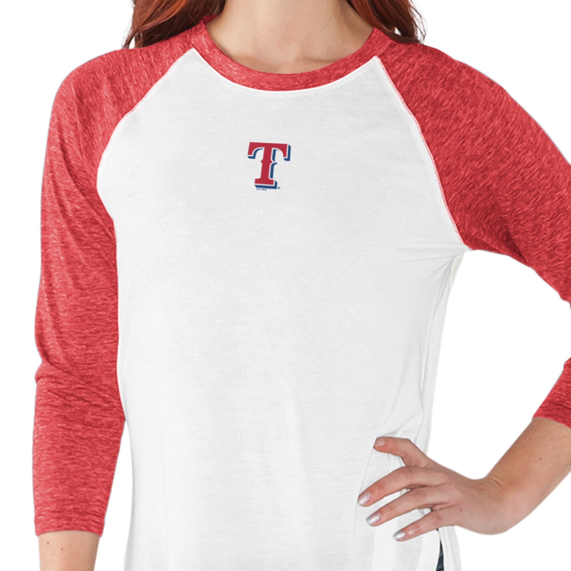 Women's G-III 4Her by Carl Banks  White Texas Rangers All Star 3/4-Sleeve Raglan T-Shirt