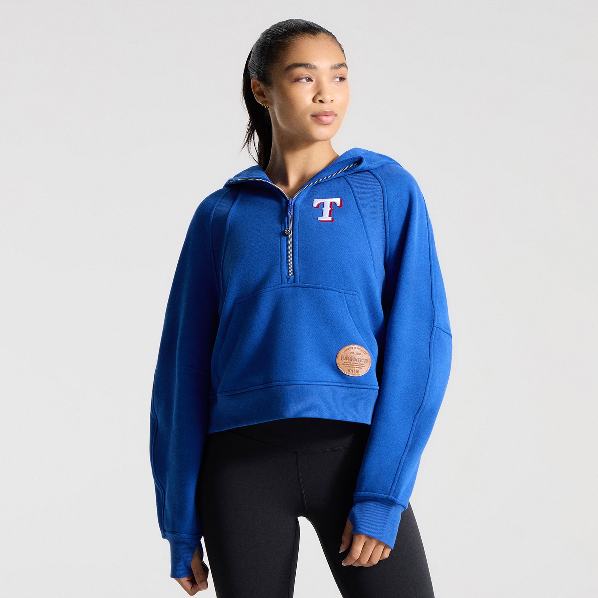 Sweat à capuche zippé oversize bleu cyber Texas Rangers Scuba pour femme de lululemon