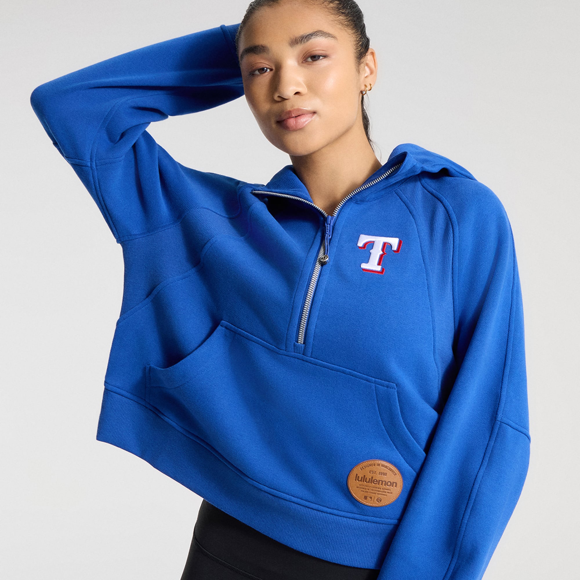 Sweat à capuche zippé oversize bleu cyber Texas Rangers Scuba pour femme de lululemon