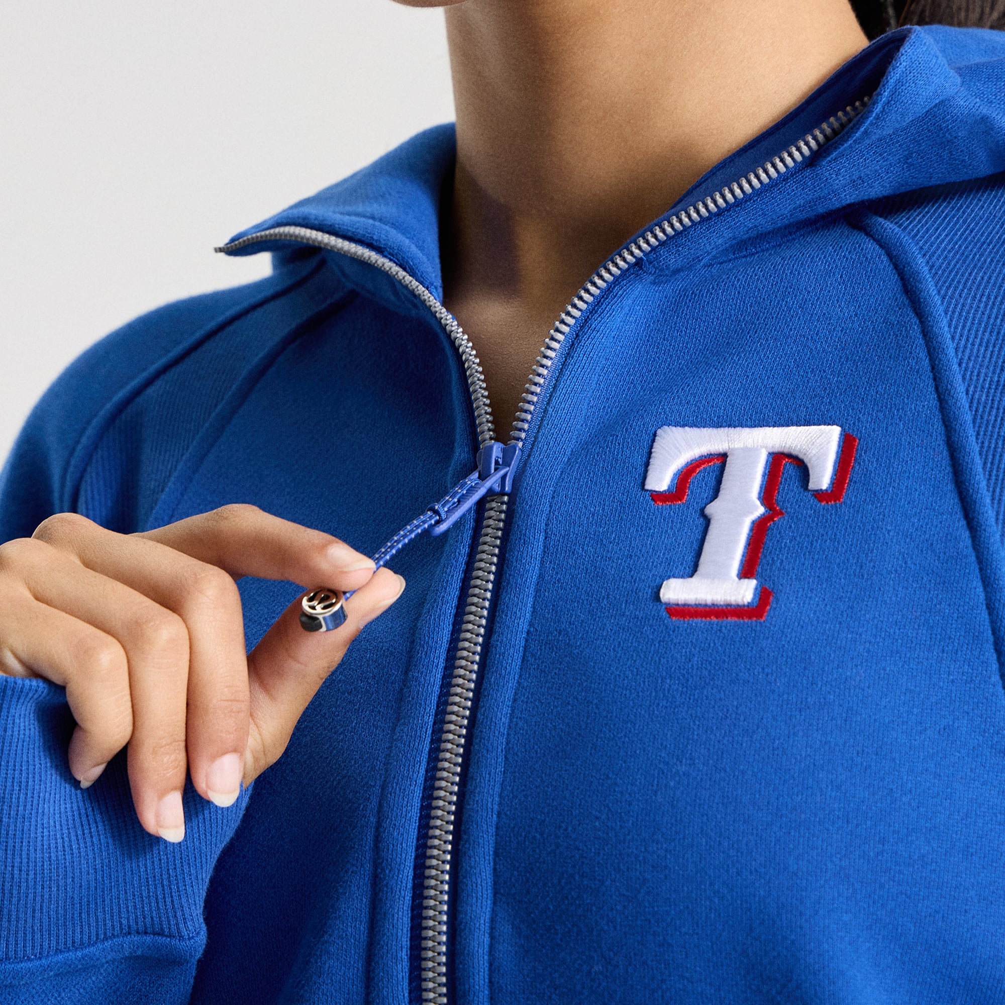 Sweat à capuche zippé oversize bleu cyber Texas Rangers Scuba pour femme de lululemon