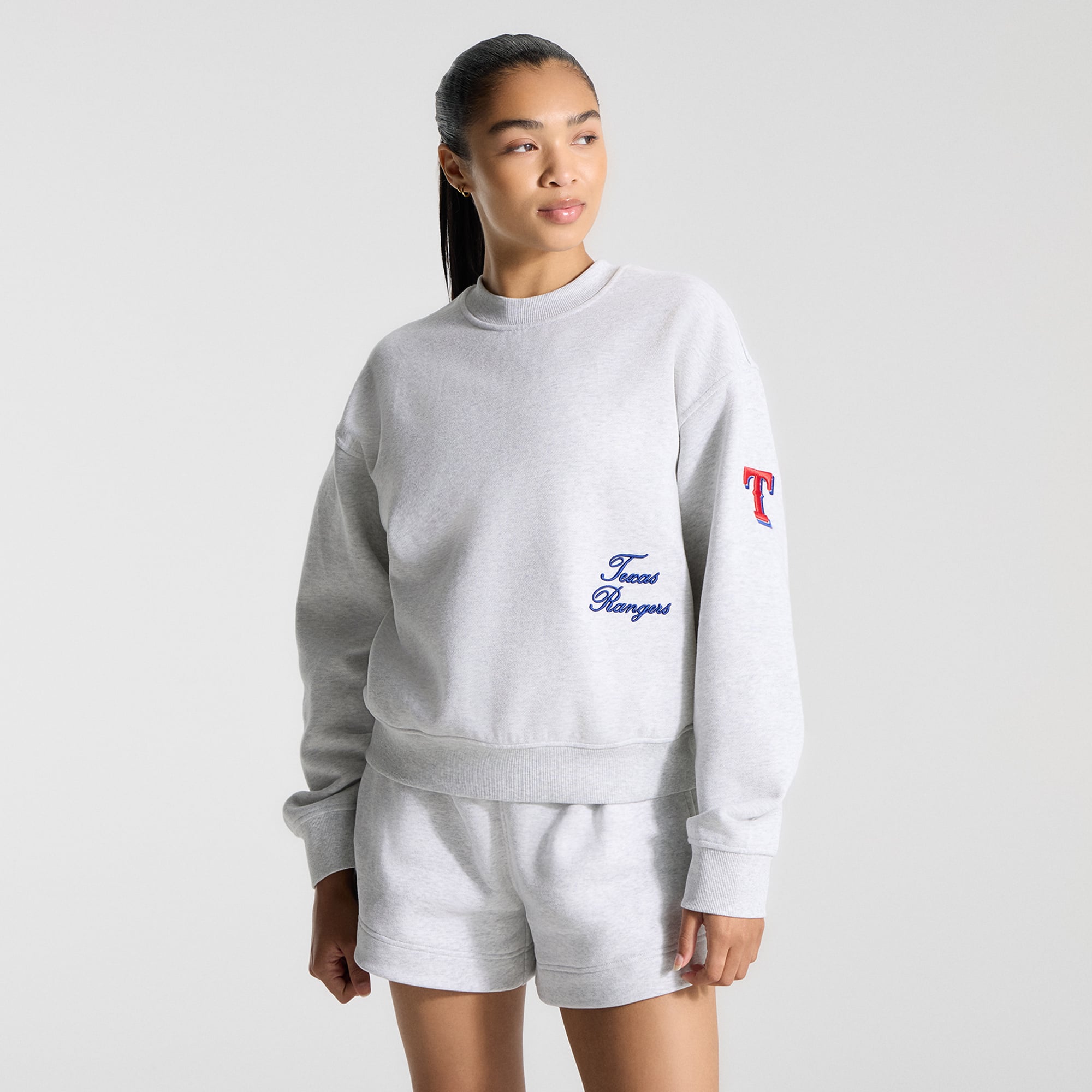 Women's lululemon Heathered Core Ultra Light Grey Texas Rangers Oversized Steady State Crew