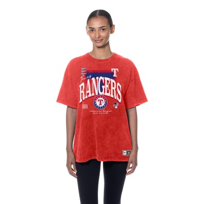 Texas Rangers New Era Women's Throwback Mineral Wash Boyfriend T-Shirt - Red