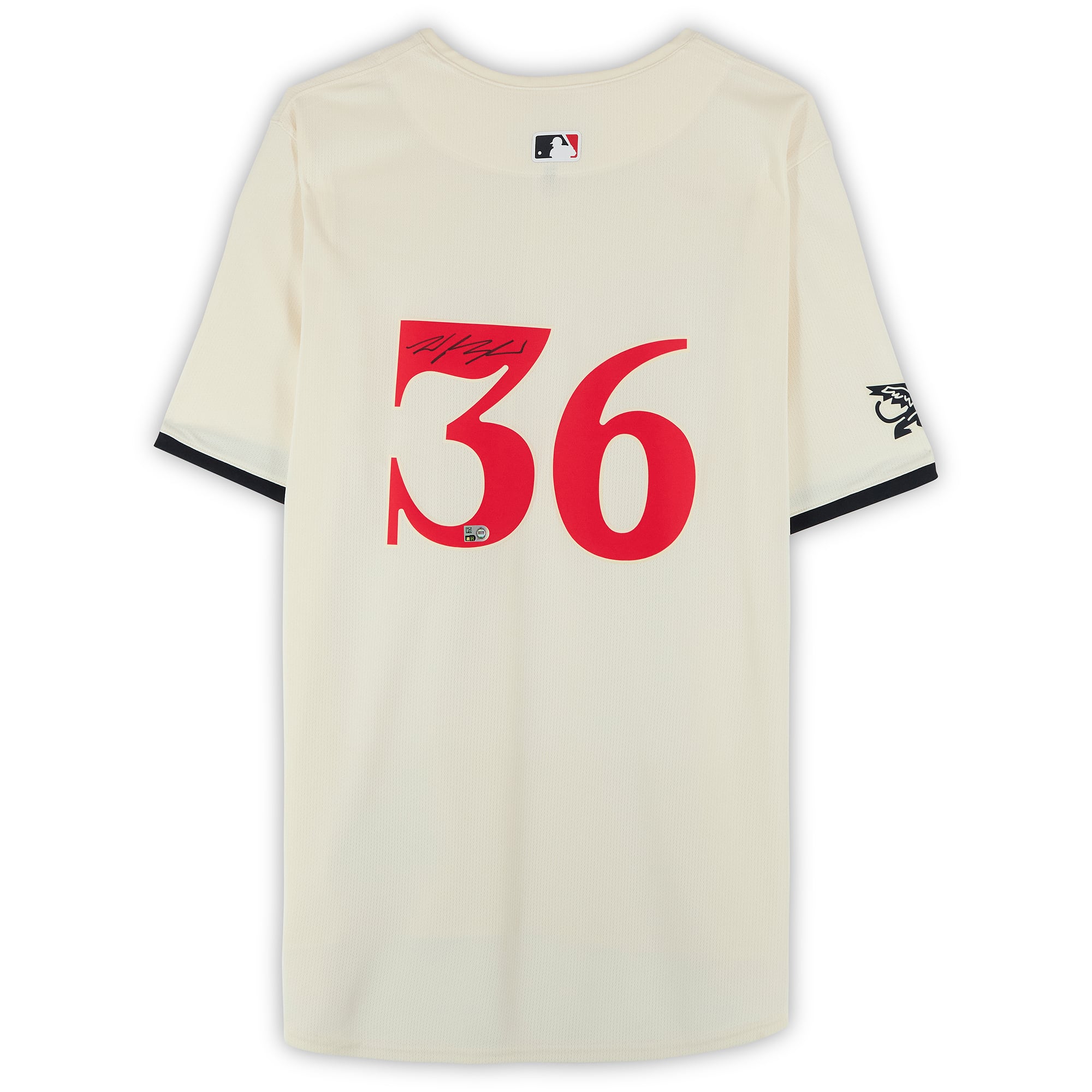 Maillot Nike City Connect Limited crème autographié par Wyatt Langford des Texas Rangers