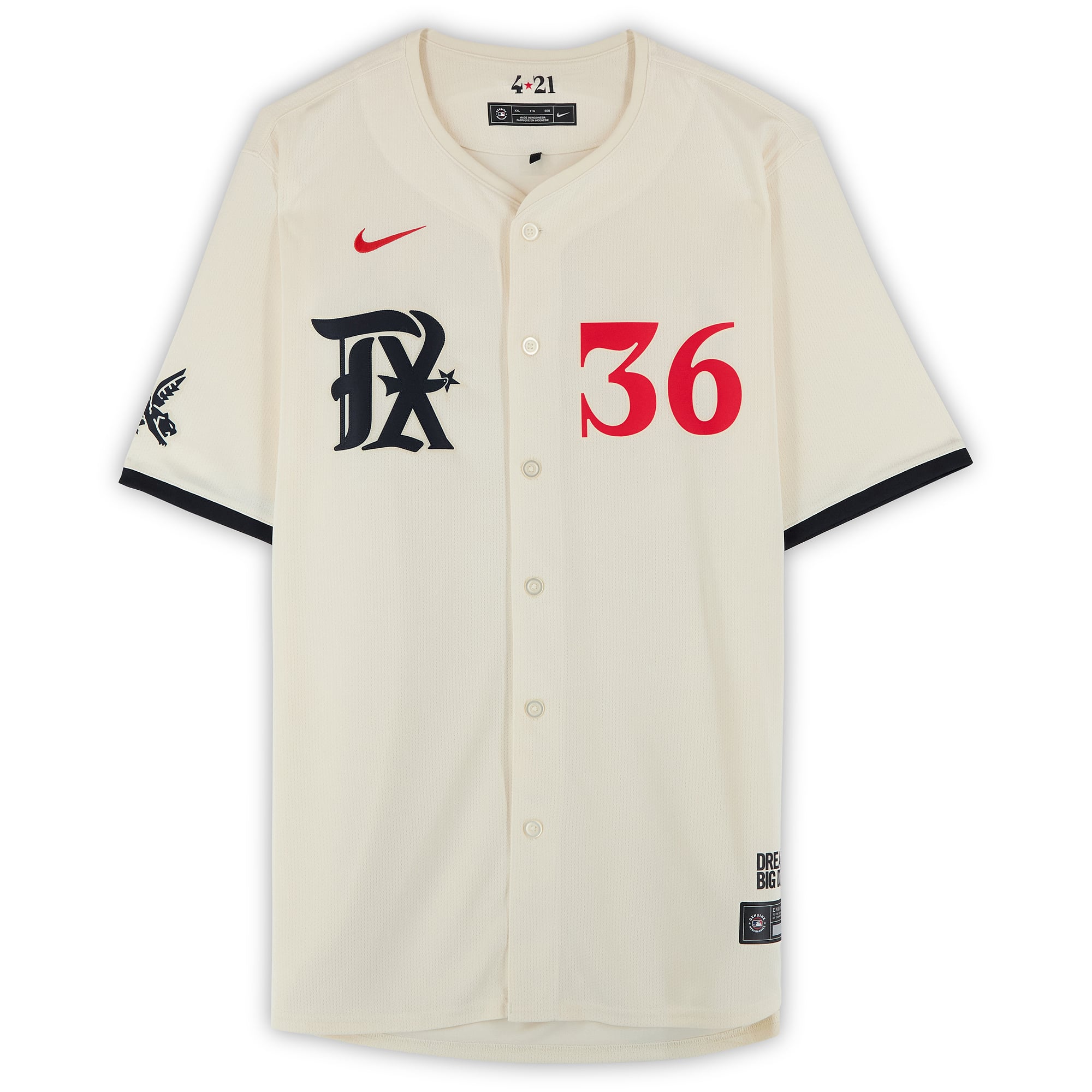 Maillot Nike City Connect Limited crème autographié par Wyatt Langford des Texas Rangers