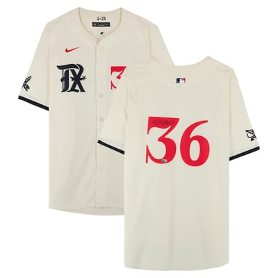 Wyatt Langford Texas Rangers Autographed Fanatics Authentic Cream Nike City Connect Limited Jersey  