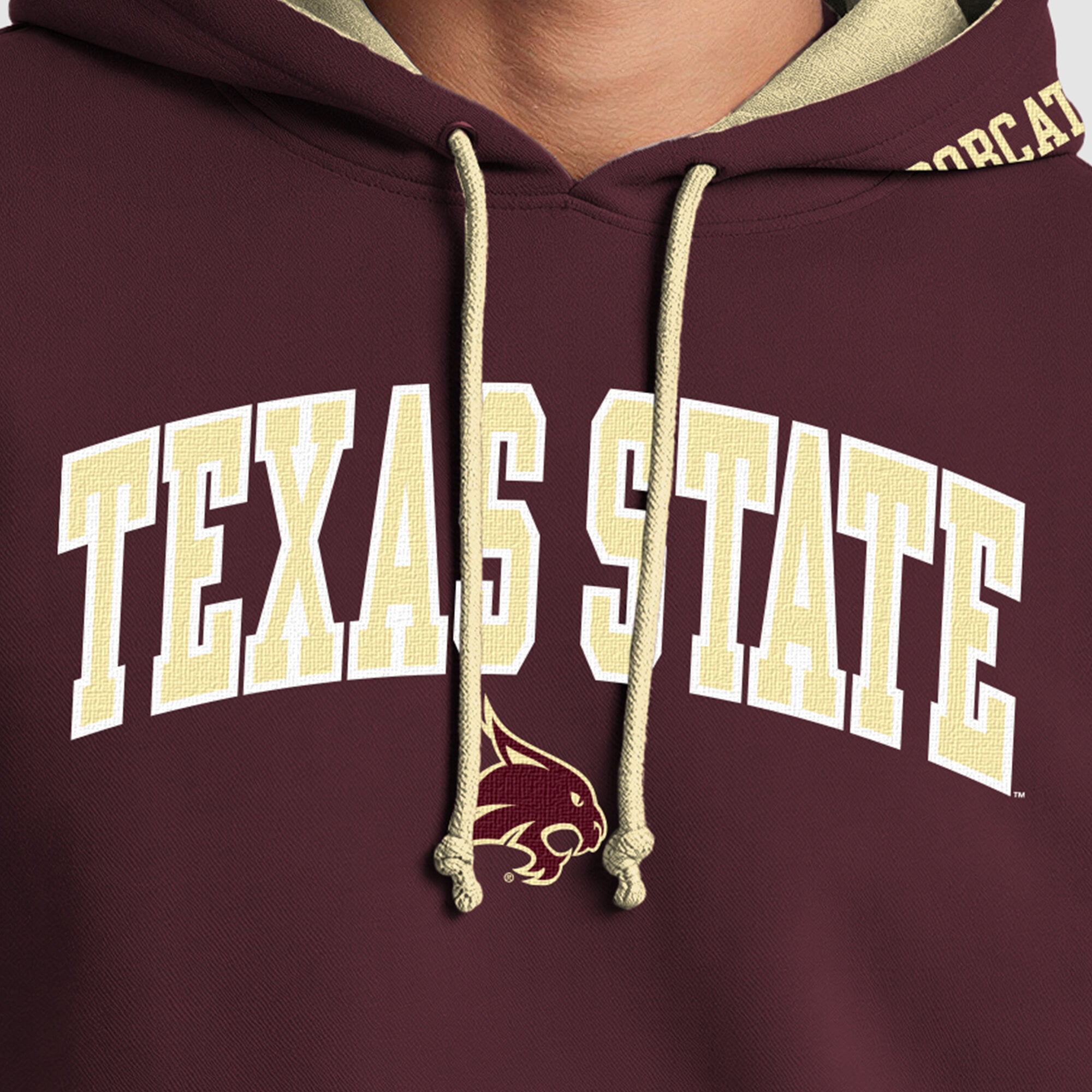 Sweat à capuche contrasté Champion bordeaux/or pour homme, Texas State Bobcats