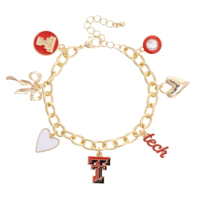 Texas Tech Red Raiders CANVAS Style 18k Gold-Plated Chain Link Charm Bracelet
