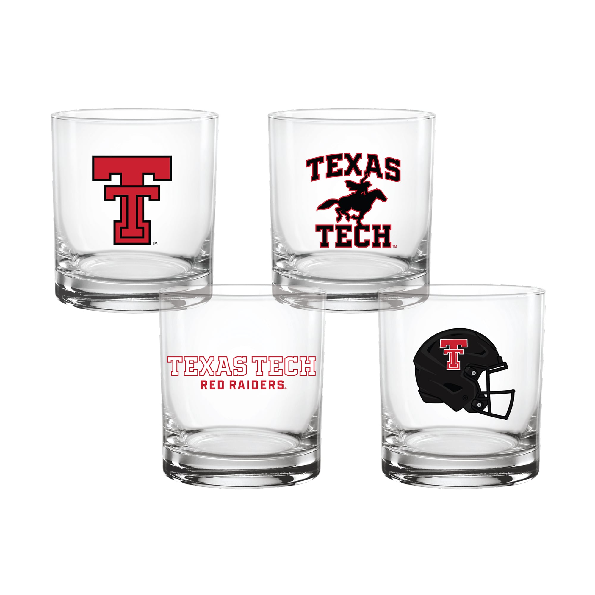 Coffret de 4 verres à whisky de collection Indigo Falls Texas Tech Red Raiders