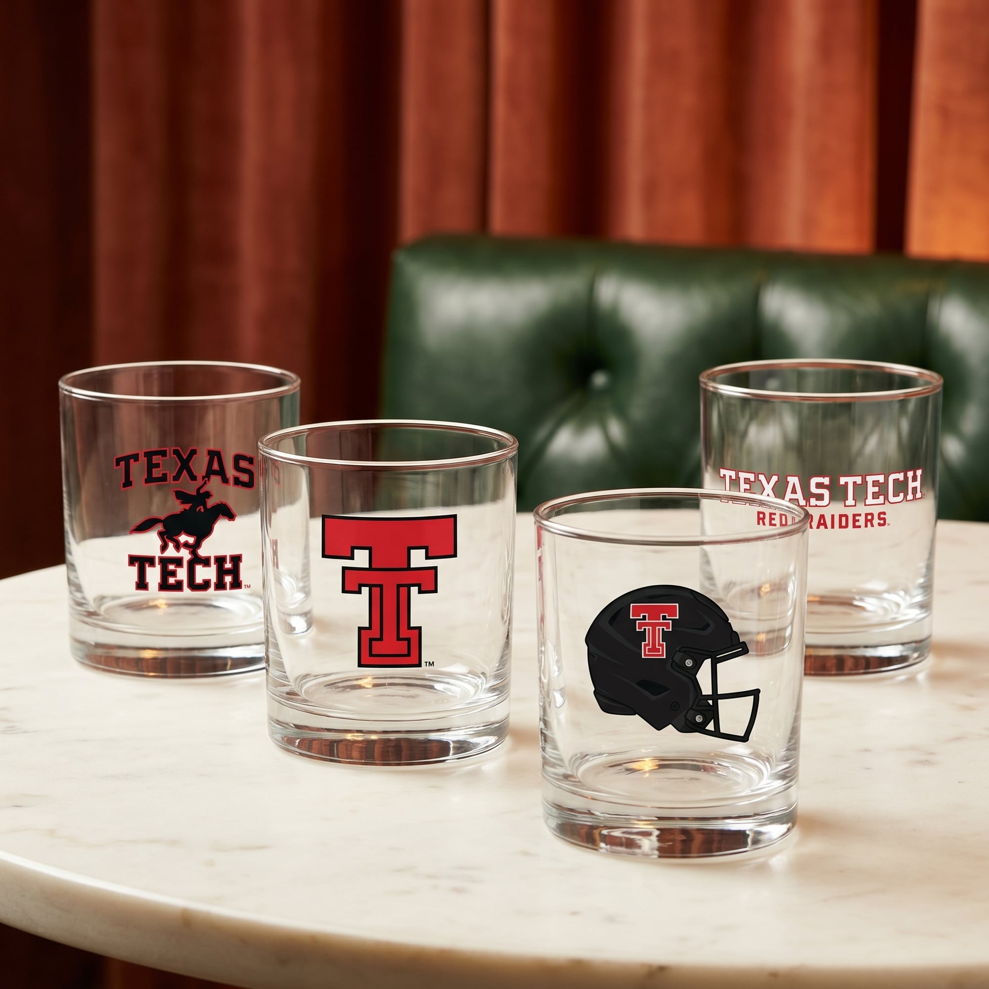 Coffret de 4 verres à whisky de collection Indigo Falls Texas Tech Red Raiders