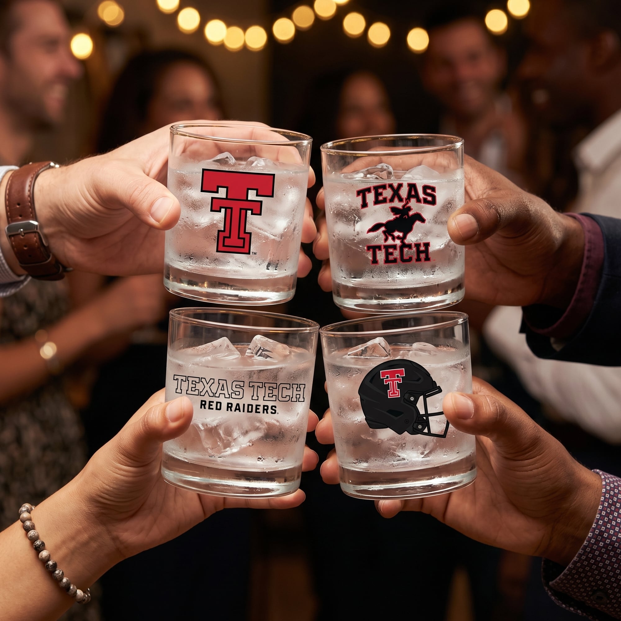 Coffret de 4 verres à whisky de collection Indigo Falls Texas Tech Red Raiders