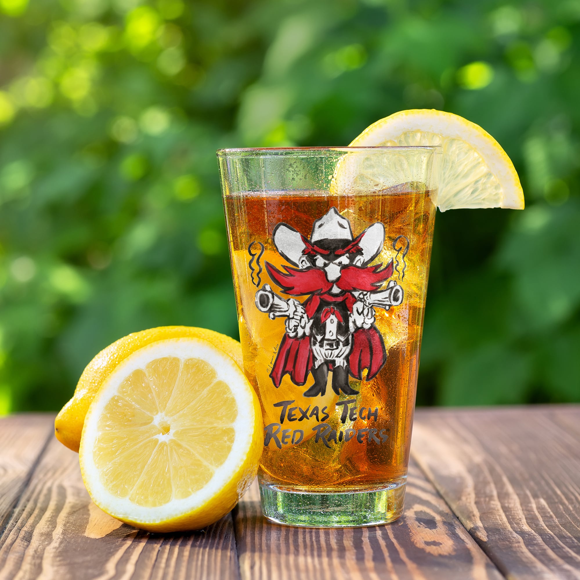 Indigo Falls  Texas Tech Red Raiders Laura Wilcox Mascot Pint Glass Set of 2