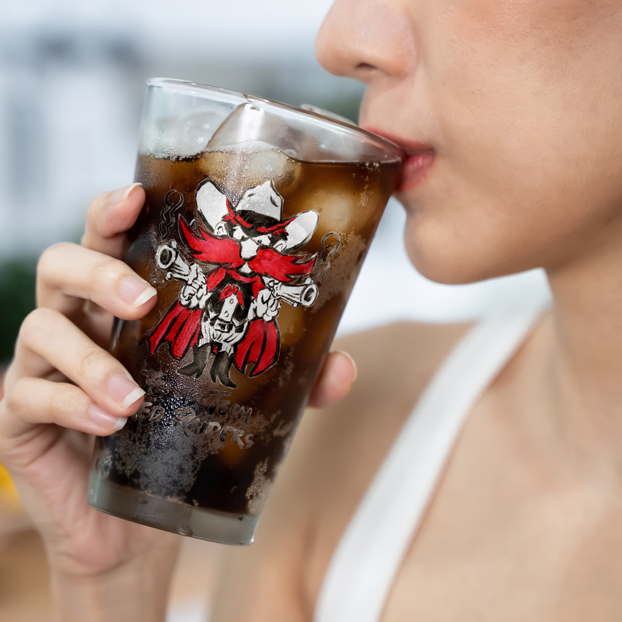 Indigo Falls  Texas Tech Red Raiders Laura Wilcox Mascot Pint Glass Set of 2