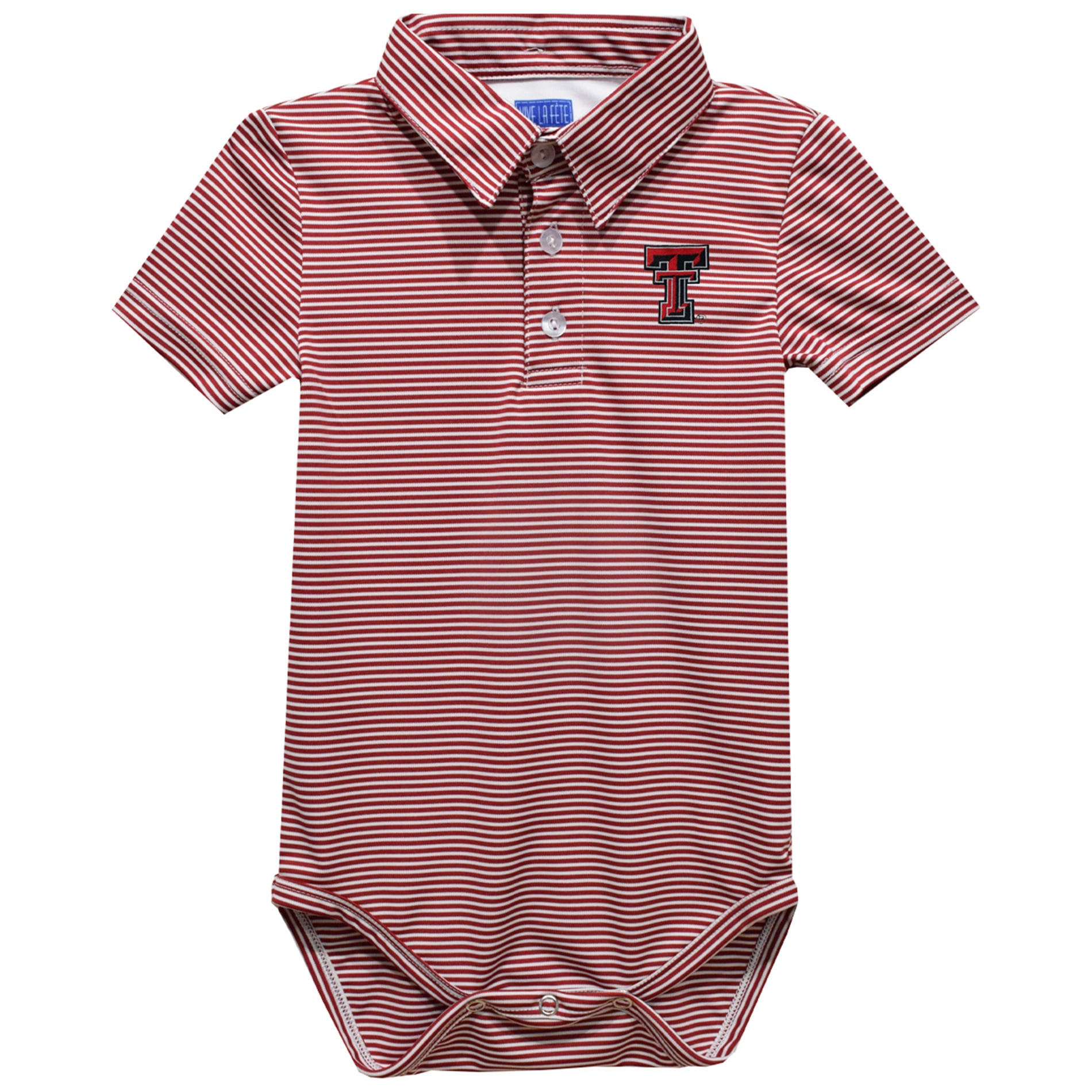 Infant Vive La Fete Red Texas Tech Red Raiders Polo Pencil Stripe Bodysuit