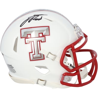 Jacob Rodriguez Texas Tech Red Raiders Autographed Fanatics Authentic Riddell White Galvaniced Speed Mini Helmet