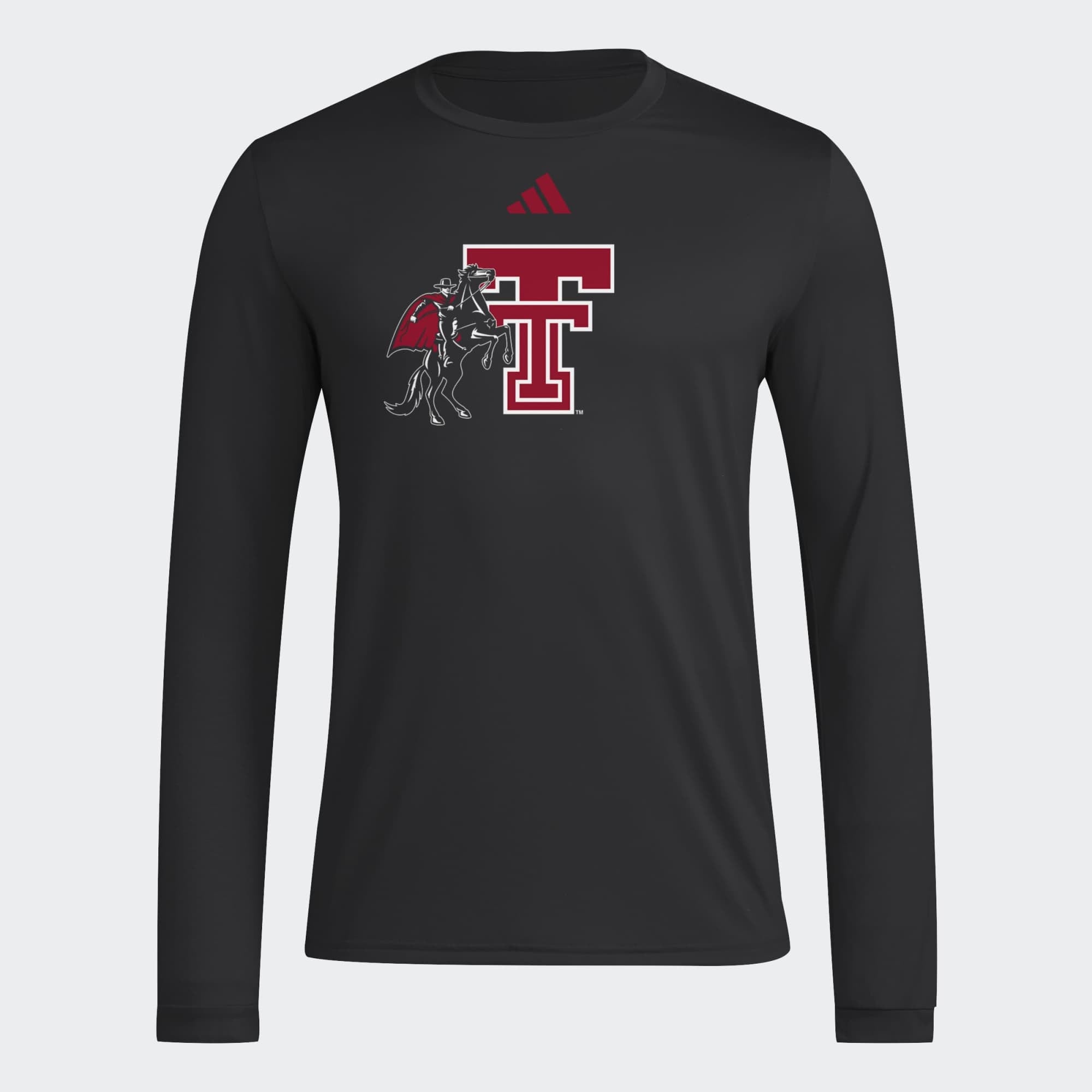 Men's adidas Black Texas Tech Red Raiders Primary Locker Logo Pre-Game Long Sleeve T-Shirt