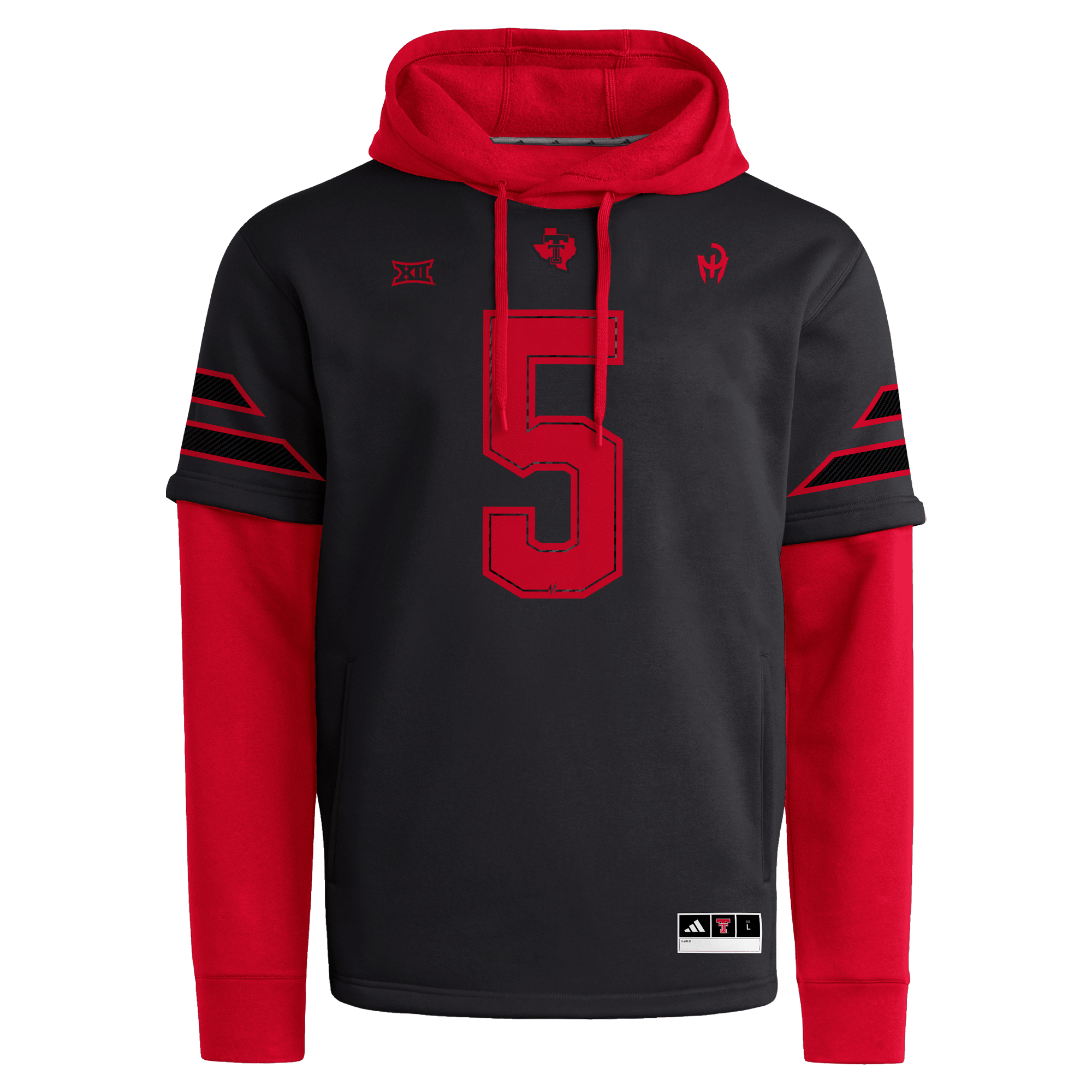 Men's adidas Patrick Mahomes Black/Red Texas Tech Red Raiders Let's Ride Jersey Hoodie