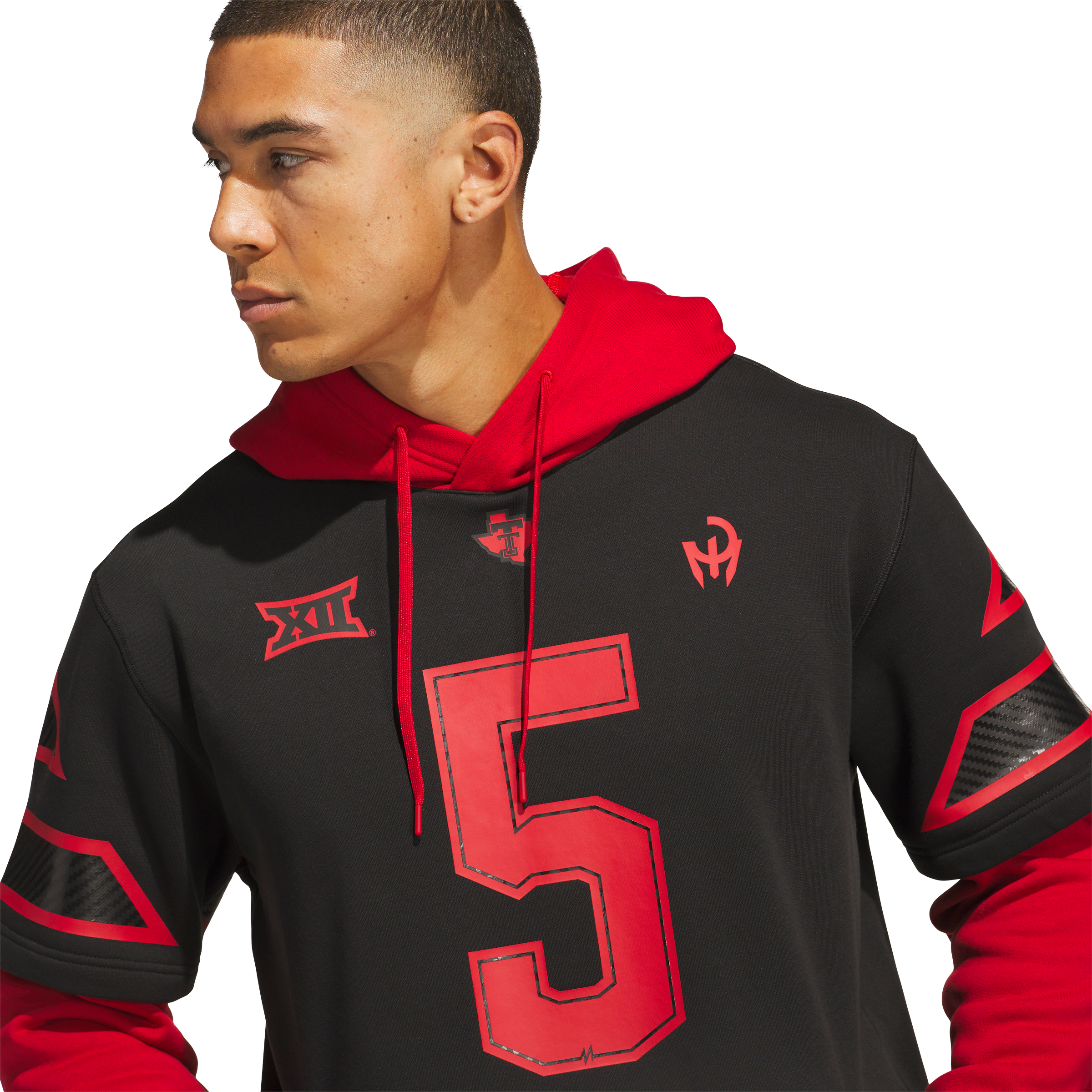 Men's adidas Patrick Mahomes Black/Red Texas Tech Red Raiders Let's Ride Jersey Hoodie