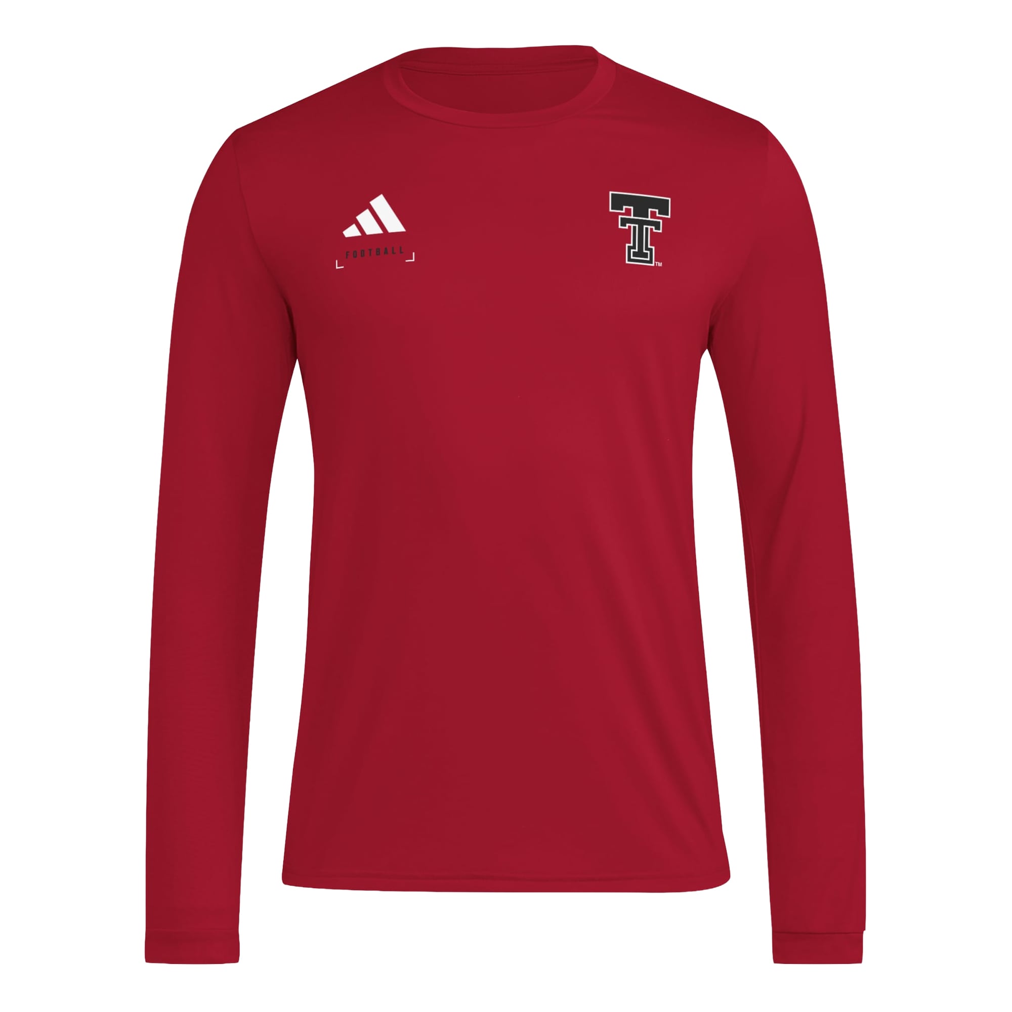 Men's adidas  Red Texas Tech Raiders Locker Football Icon AEROREADY Pre-Game Long Sleeve T-Shirt