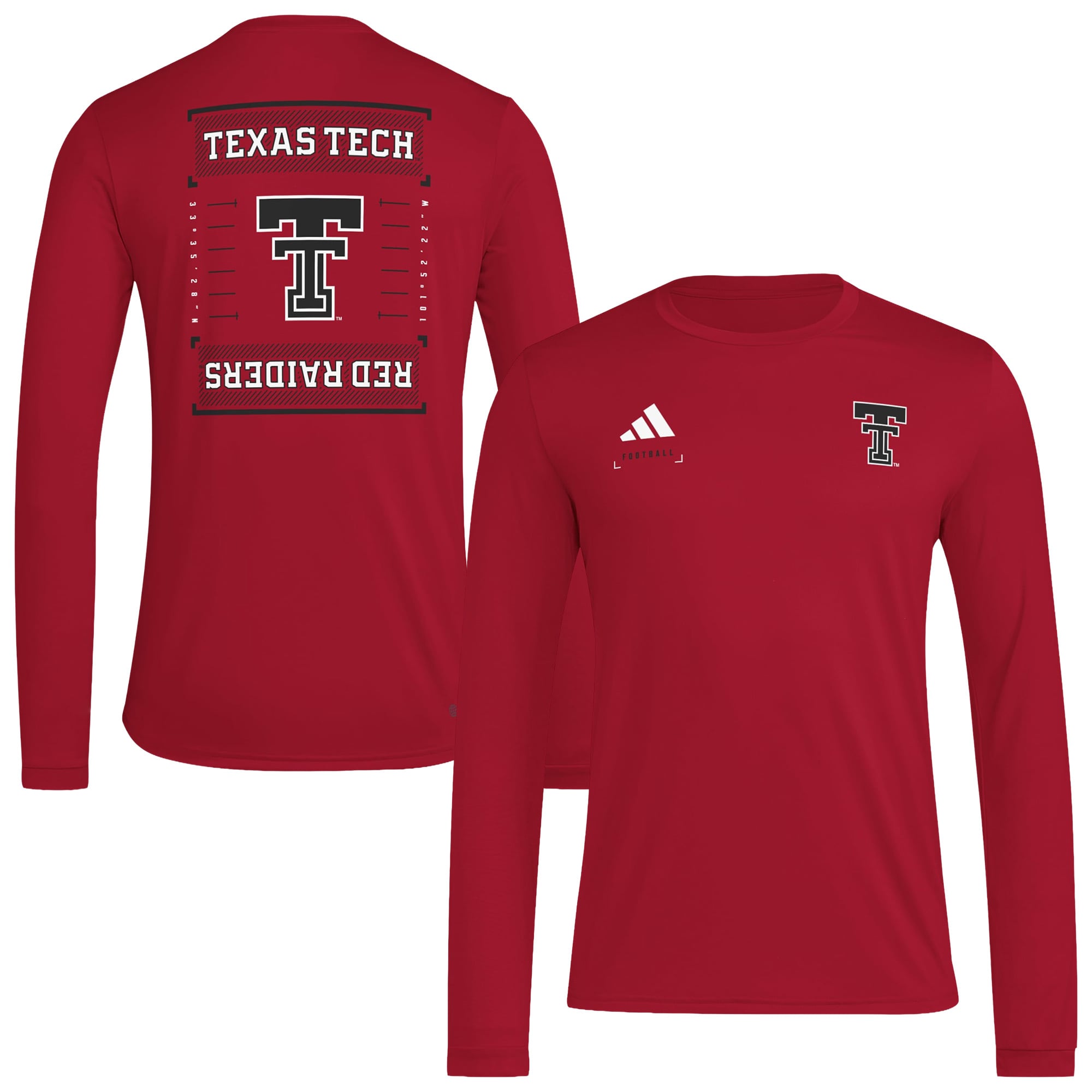 Men's adidas  Red Texas Tech Raiders Locker Football Icon AEROREADY Pre-Game Long Sleeve T-Shirt
