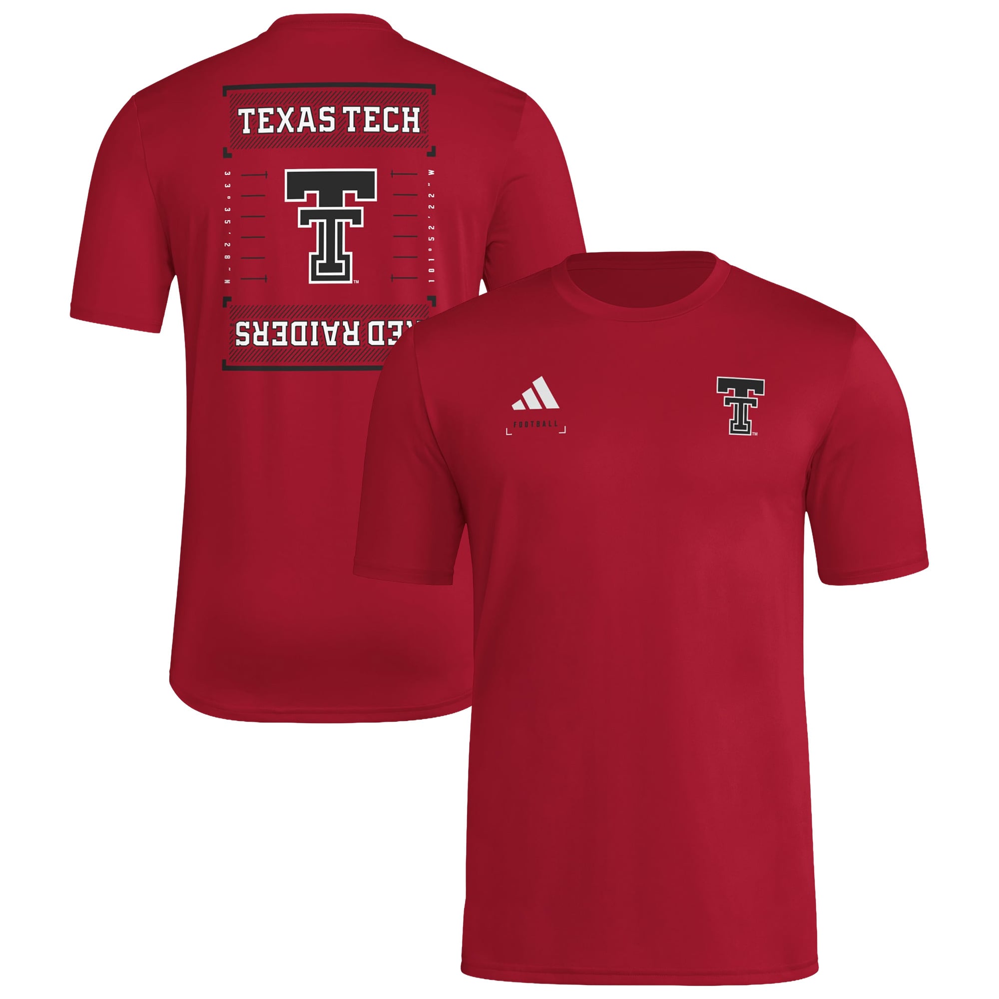 Men's adidas Red Texas Tech Raiders Locker Football Icon AEROREADY Pre-Game T-Shirt