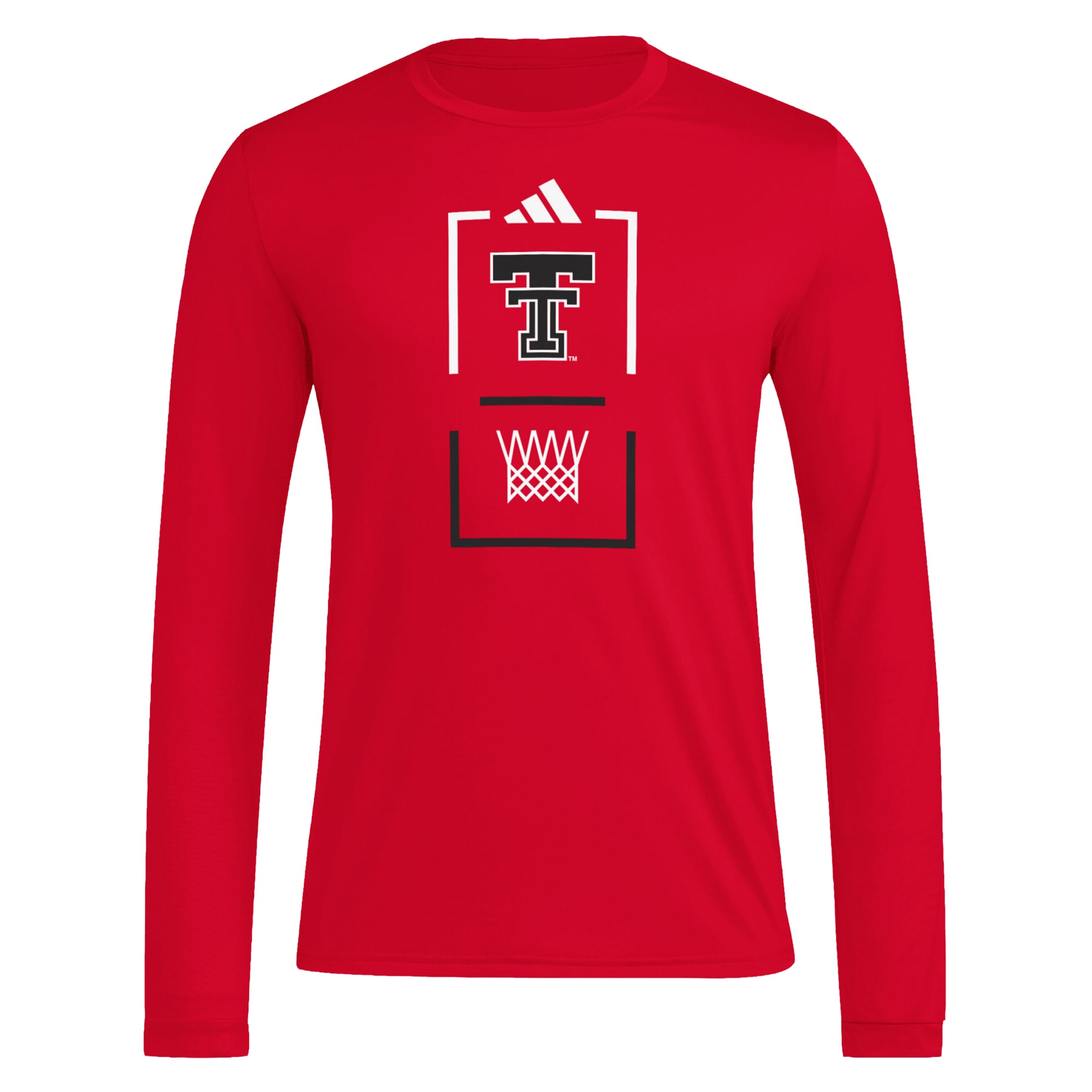 T-shirt à manches longues adidas rouge Texas Tech Red Raiders pour homme, modèle AEROREADY d'avant-match