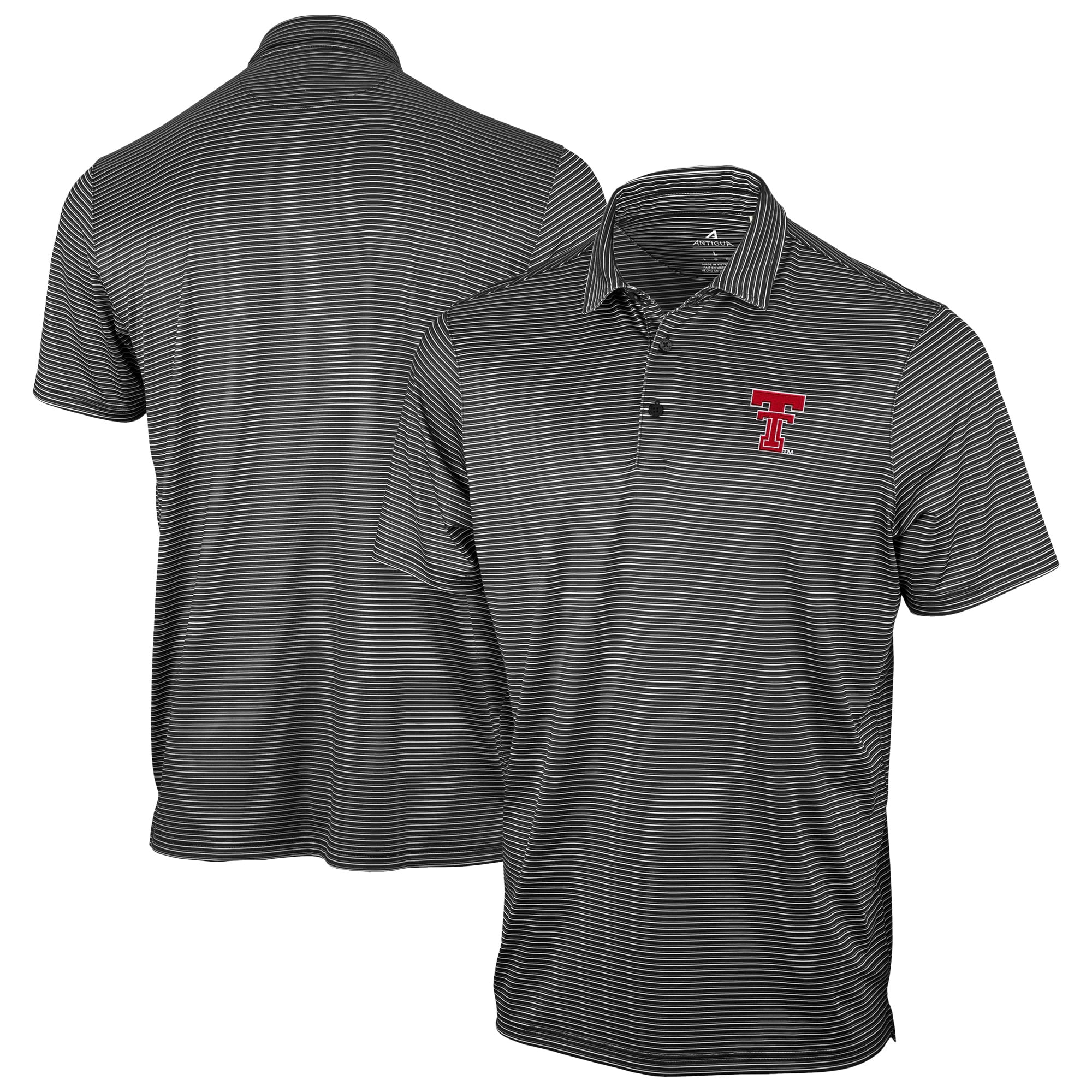 Men's Antigua Black Texas Tech Red Raiders Eager Polo
