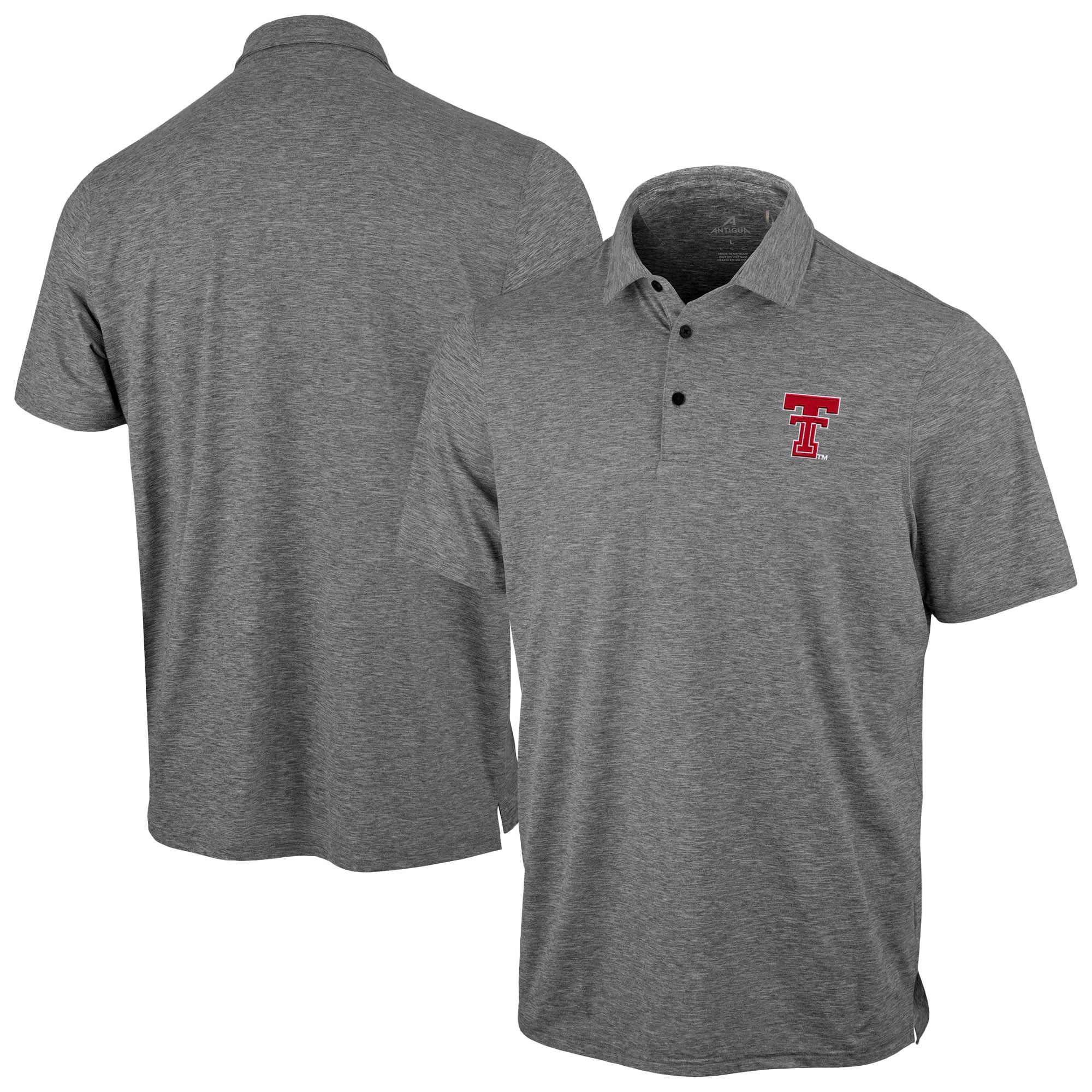 Polo statique Antigua gris chiné pour homme, Texas Tech Red Raiders