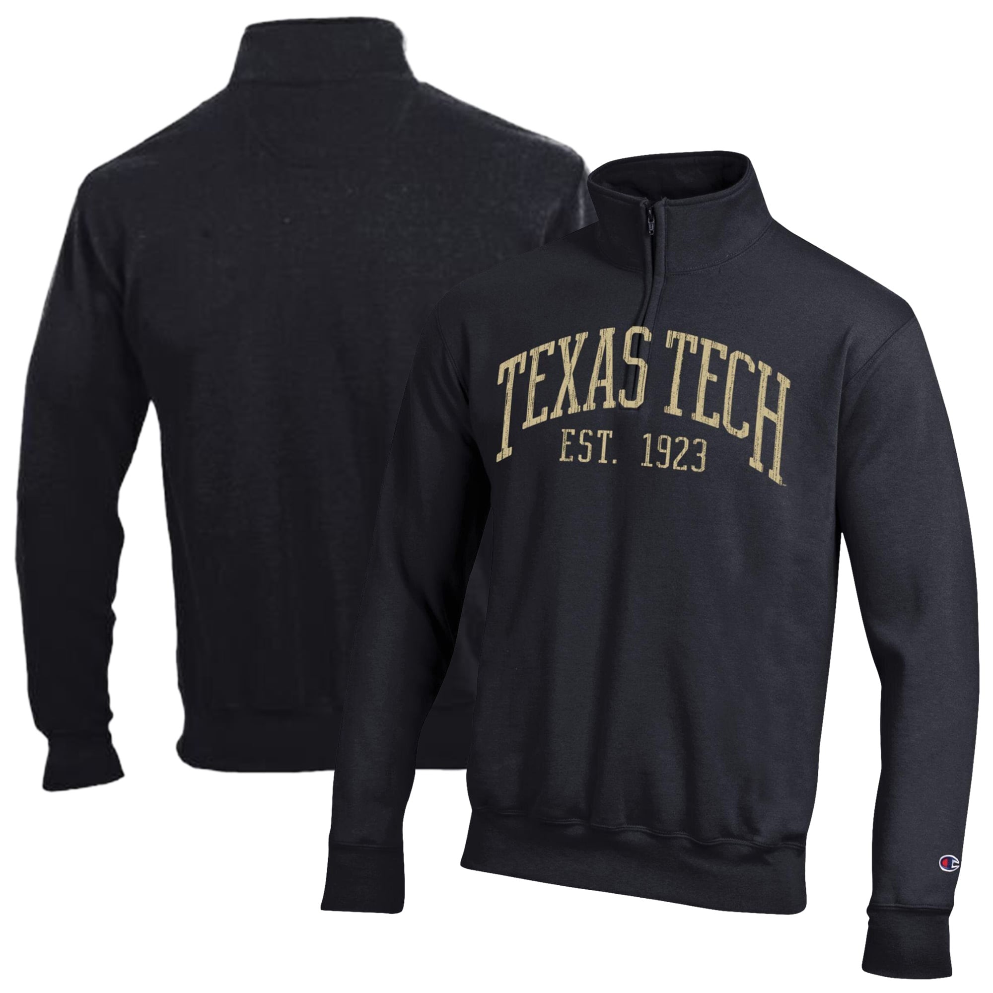 Men's Champion Black Texas Tech Red Raiders Powerblend Quarter-Zip Pullover
