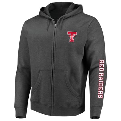 Texas Tech Red Raiders Champion Big & Tall Full-Zip Hoodie - Heather Charcoal