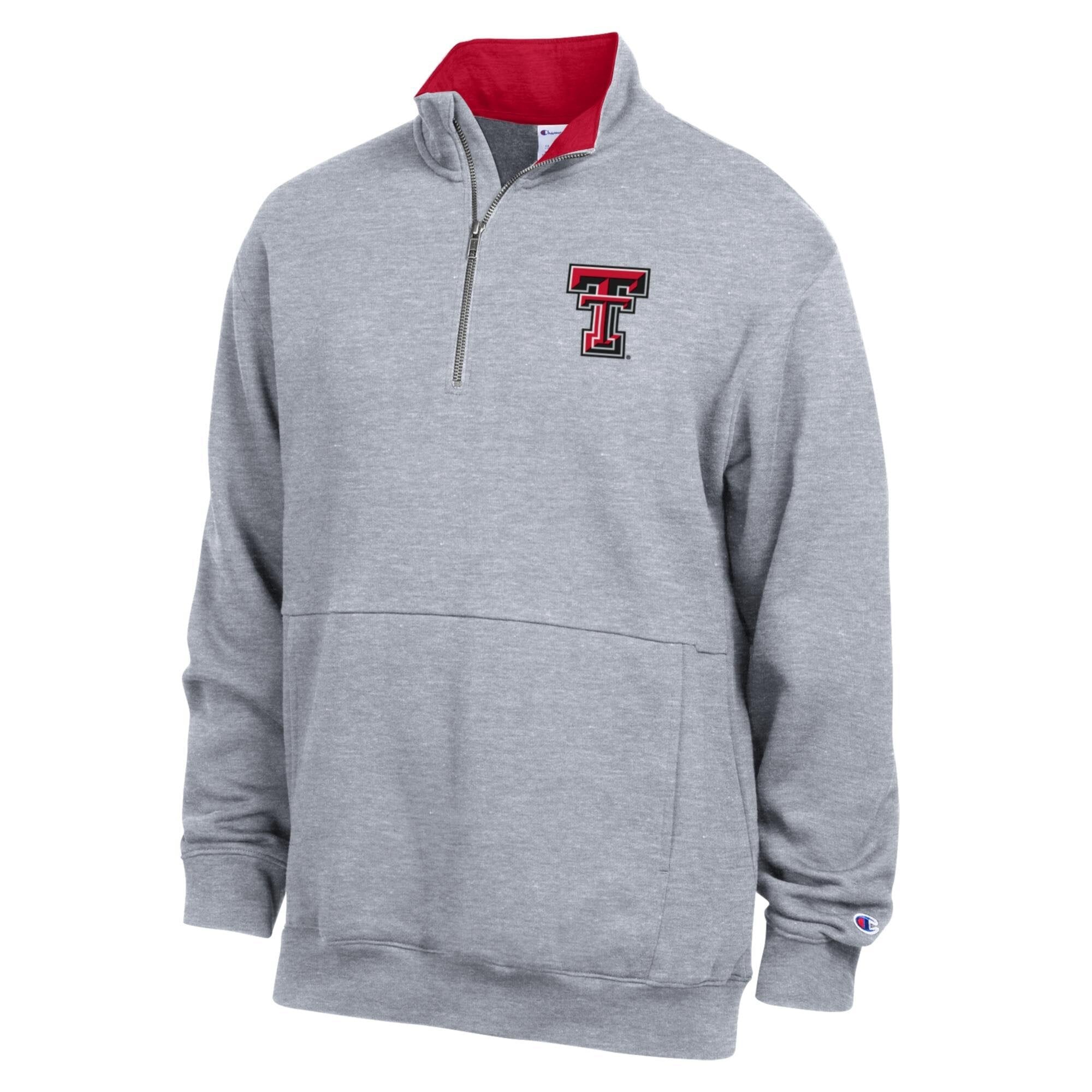 Men's Champion  Heather Gray Texas Tech Red Raiders Fleece Quarter-Zip Pullover