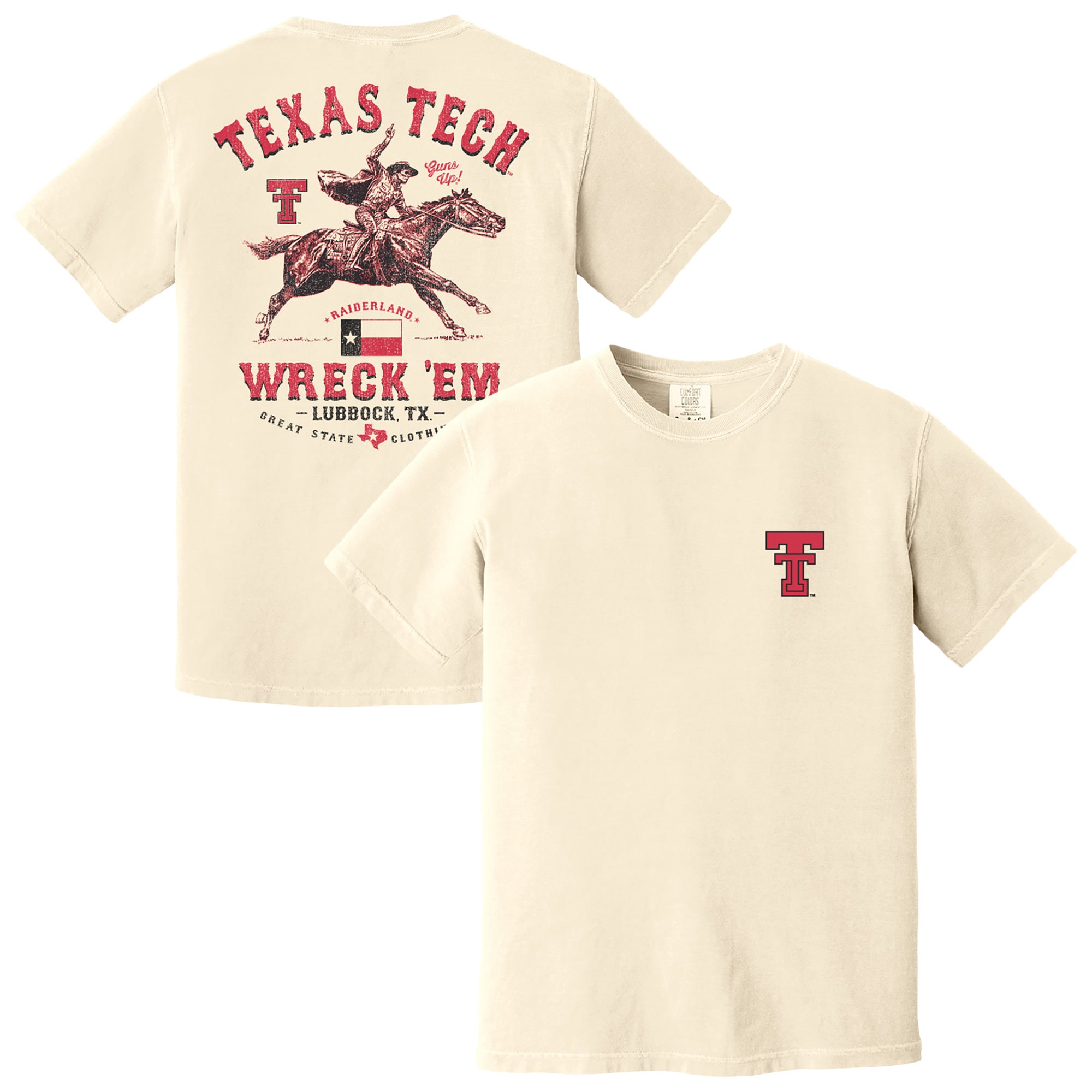 Men's Cream Texas Tech Red Raiders Vintage Mascot T-Shirt