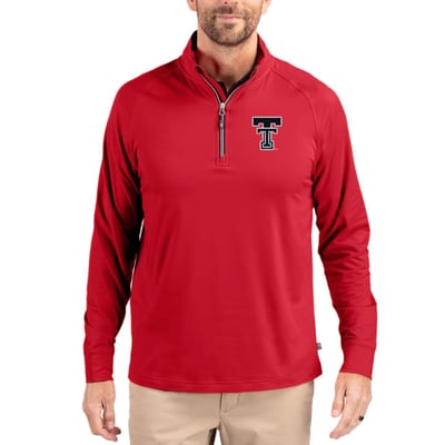  Texas Tech Red Raiders Cutter & Buck Soft Knit Stretch Raglan Quarter-Zip Pullover - Red