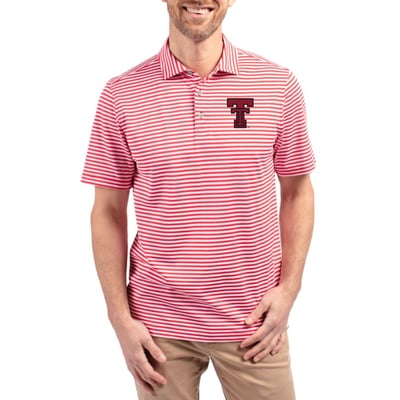  Texas Tech Red Raiders Cutter & Buck Virtue Recycled Stripe Featherlight Pique Polo - Red