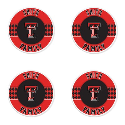 Texas Tech Red Raiders 4" Personalized Circular Coasters 4-Pack Set