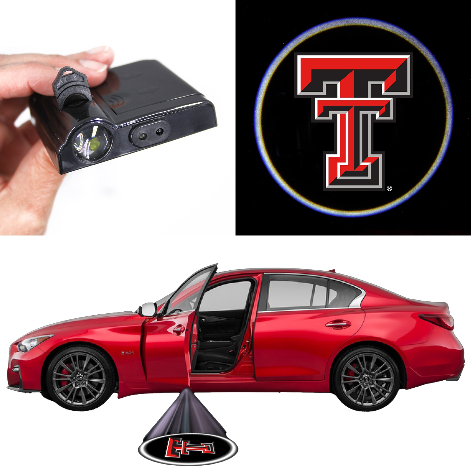 Éclairage de porte de voiture Texas Tech Red Raiders