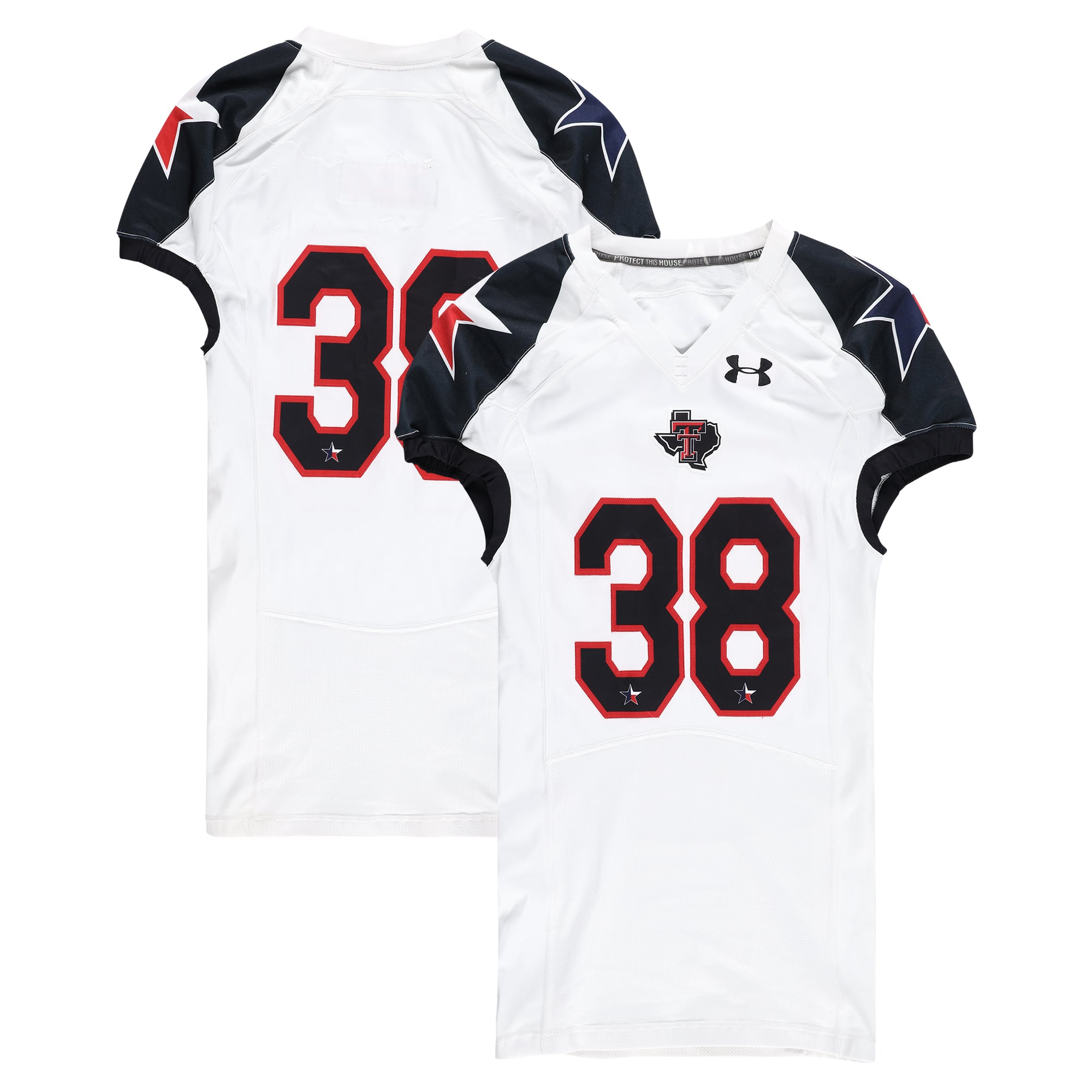 Maillot blanc et noir numéro des Texas Tech Red Raiders de la saison de football NCAA 2013