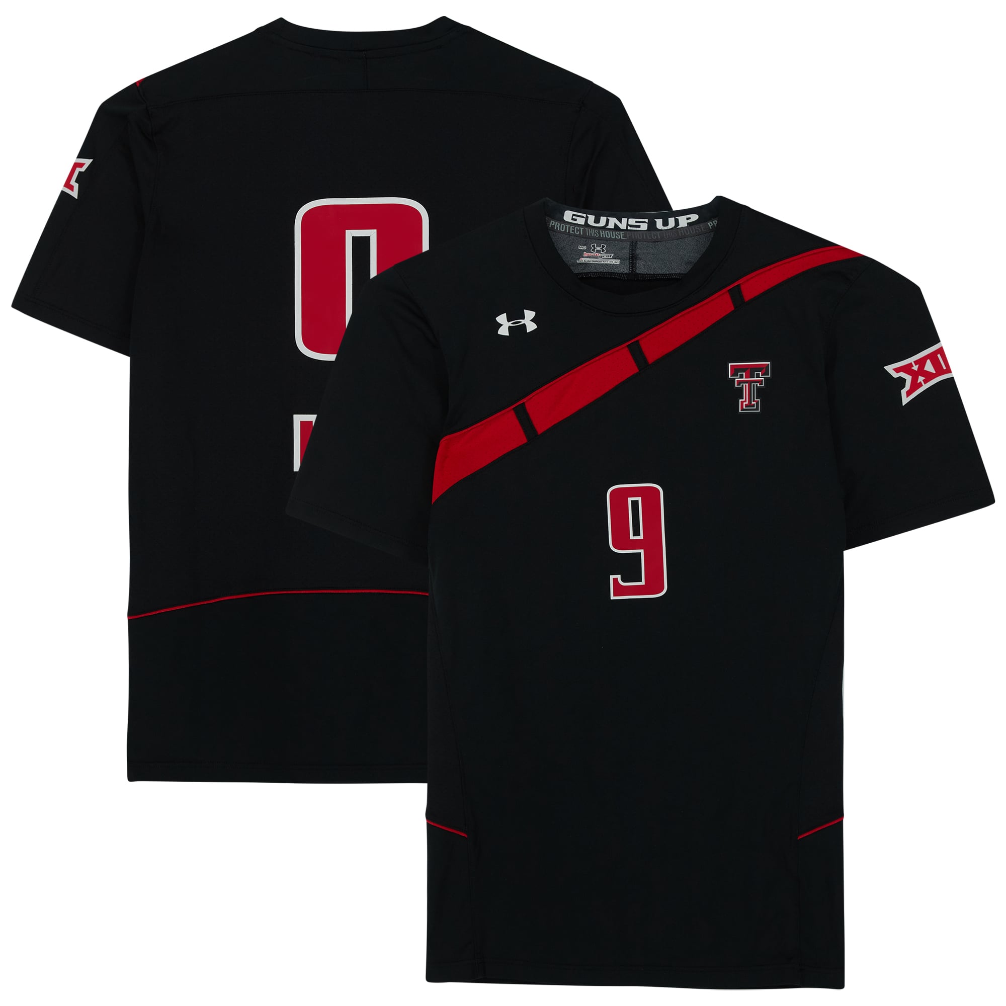 Maillot noir numéro 9 des Red Raiders de Texas Tech émis par l'équipe du programme d'athlétisme