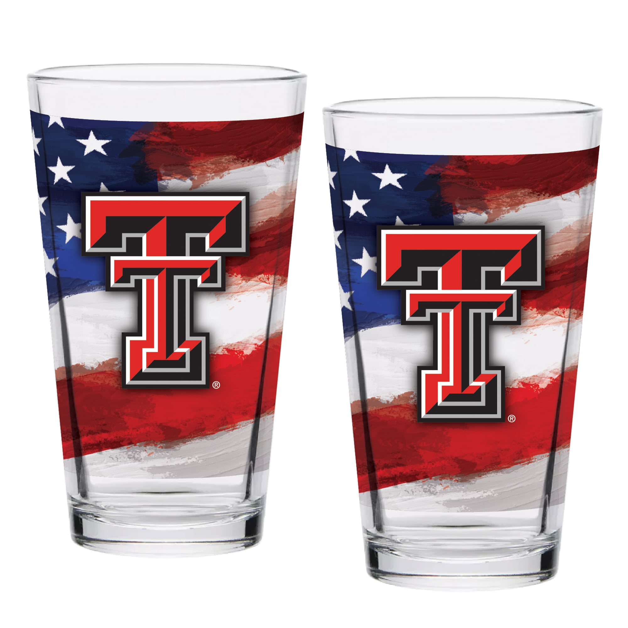 Lot de deux verres à bière de style américain de 473 ml (16 oz) aux couleurs des Texas Tech Red Raiders