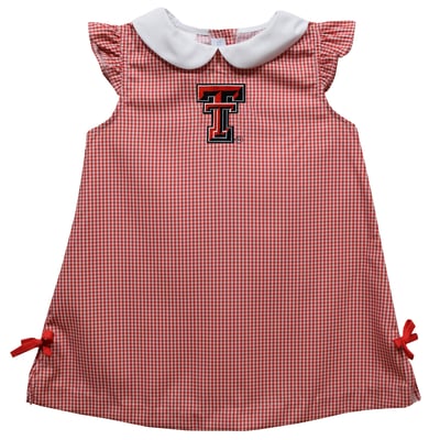Texas Tech Red Raiders Vive La Fete Toddler Girls Mini Check Pattern A-Line Dress - Red