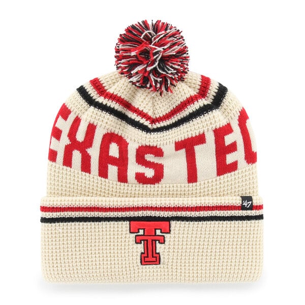 Bonnet unisexe '47 crème Texas Tech Red Raiders en maille gaufrée à revers avec pompon