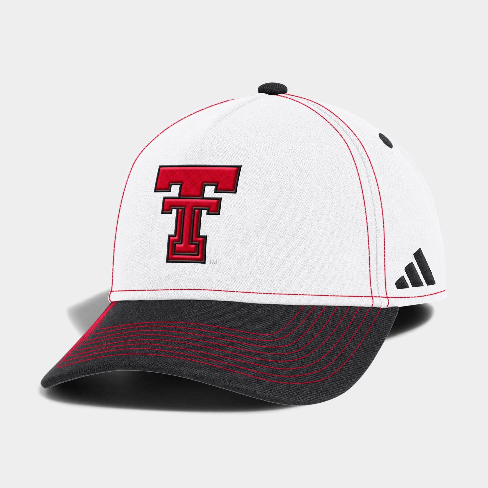 Casquette unisexe adidas blanche/noire Texas Tech Red Raiders 2026 Sideline A-Frame ajustable