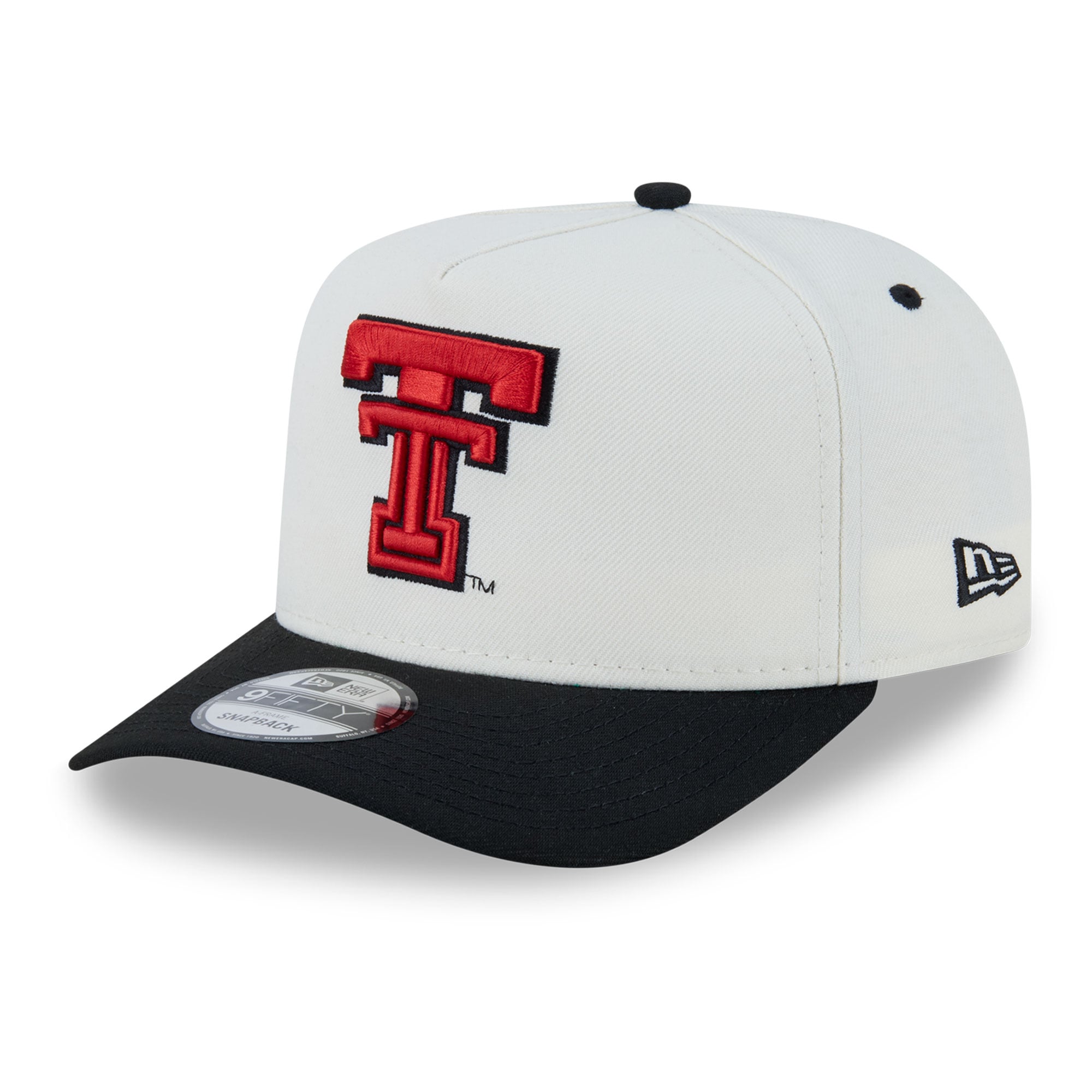 Casquette unisexe New Era blanche/noire Texas Tech Red Raiders 9FIFTY à fermeture snapback A-Frame