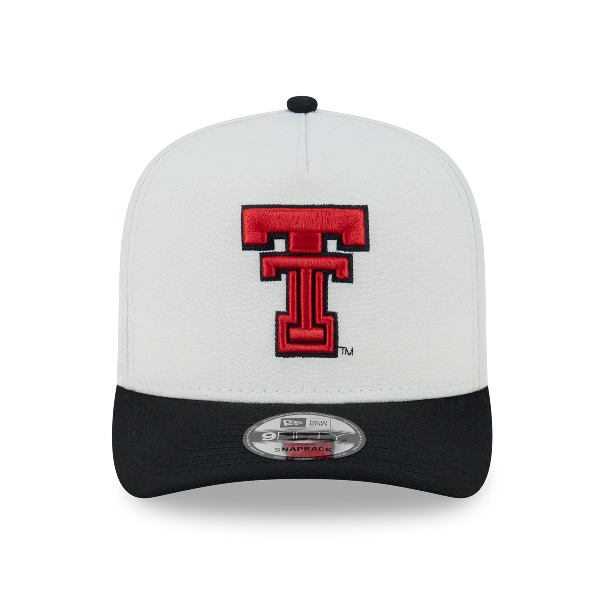 Casquette unisexe New Era blanche/noire Texas Tech Red Raiders 9FIFTY à fermeture snapback A-Frame