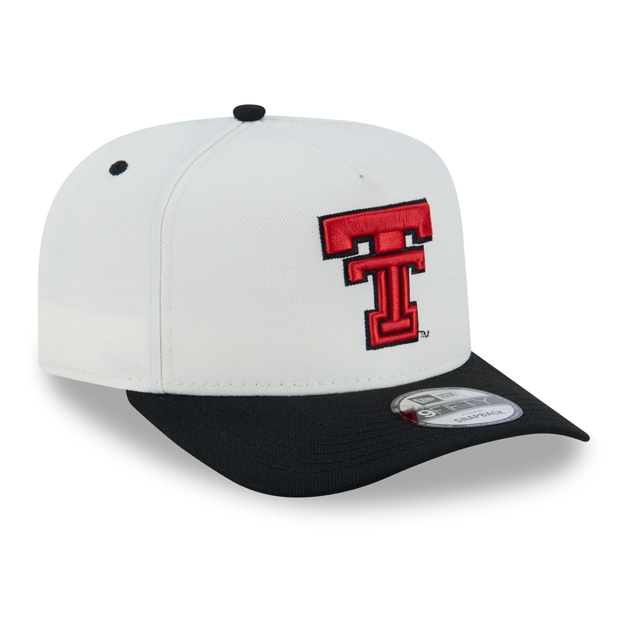 Casquette unisexe New Era blanche/noire Texas Tech Red Raiders 9FIFTY à fermeture snapback A-Frame