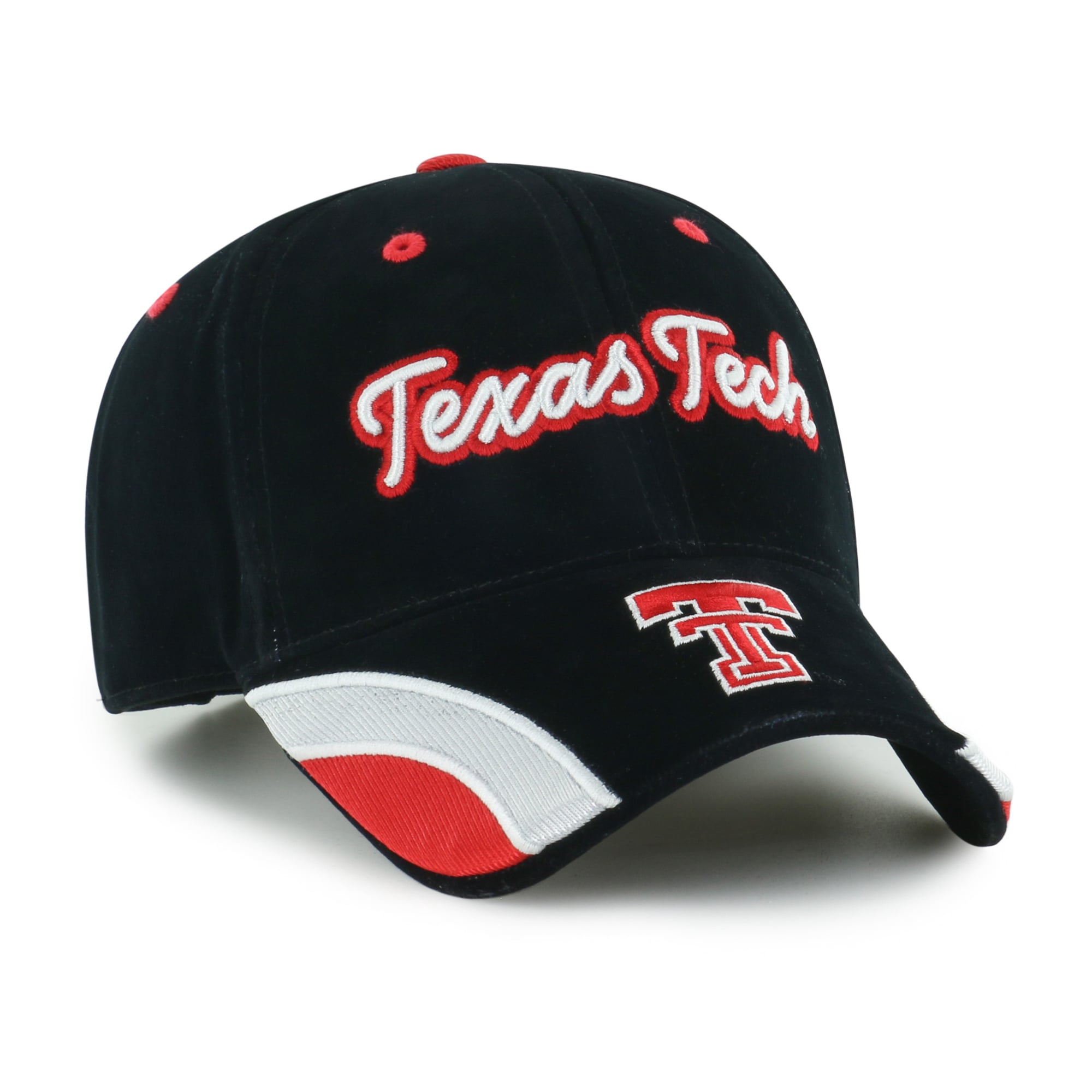 Women's '47 Black Texas Tech Red Raiders Velvet Denim Script MVP Adjustable Hat